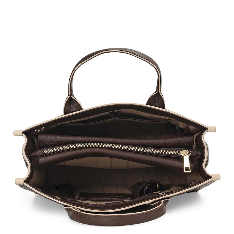 Da Milano Chocolate Medium Wax Leather Book Tote - Chocolate for Women | Best Price UAE